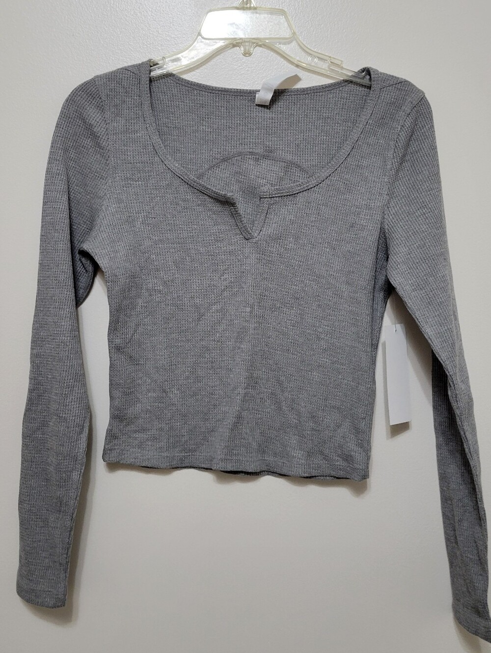 Nwt Gray Waffle Knit Longsleeve Crop Top